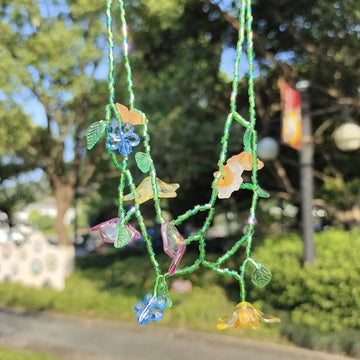 DAIIIBABYYY  -  Handmade Resin Flower Necklace Korean Style Jewelry Accessories Beaded Dangle Earring Tassel Minority Design Asymmetric Earrings